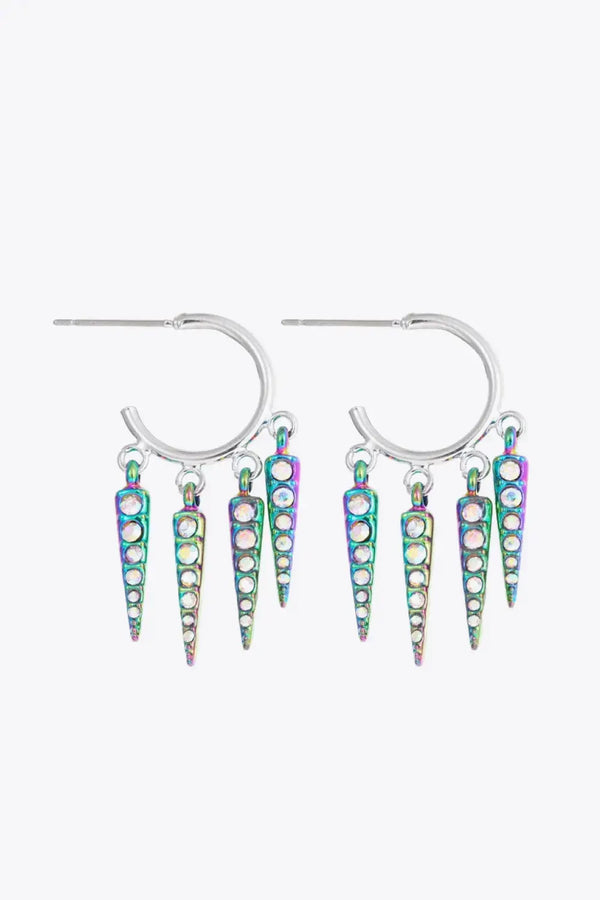 LOVCIA 5-Pair Wholesale Multicolored Rhinestone Geometric Earrings