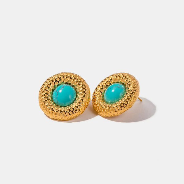 Artificial Turquoise Stainless Steel Gold-Plated Earrings LOVCIA