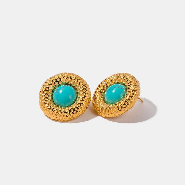 Artificial Turquoise Stainless Steel Gold-Plated Earrings LOVCIA