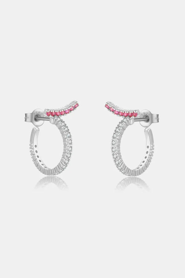 Inlaid Zircon 925 Sterling Silver C-Hoop Earrings LOVCIA