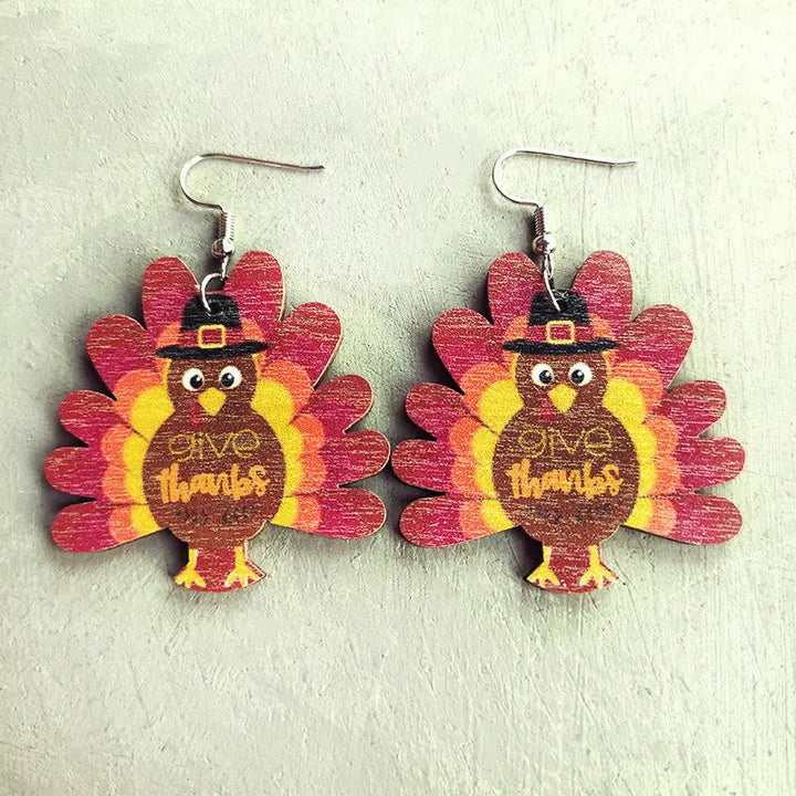 Thanksgiving Turkey Drop Earrings LOVCIA