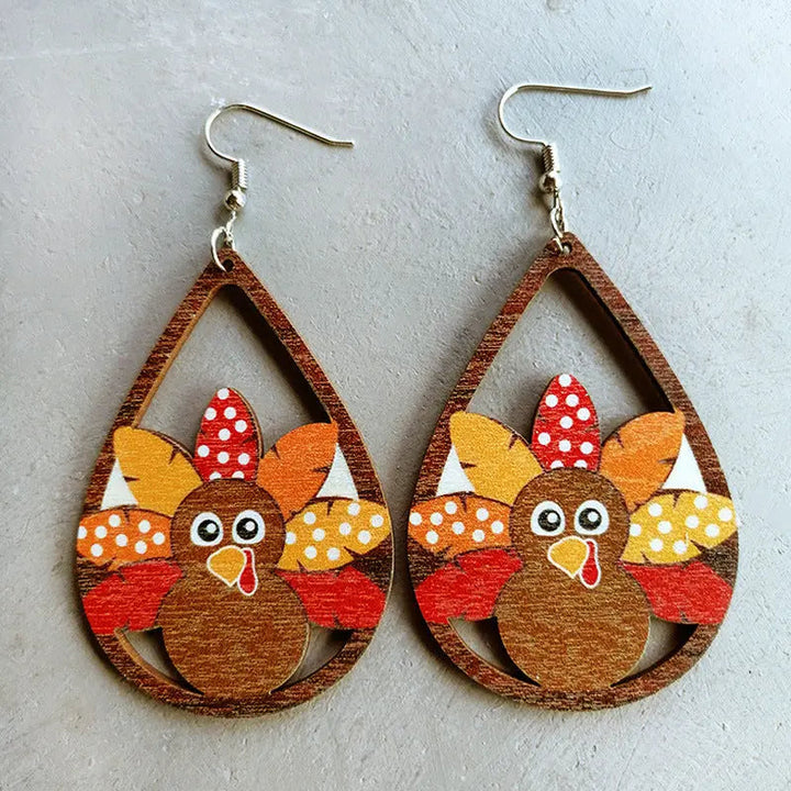 Thanksgiving Turkey Drop Earrings LOVCIA