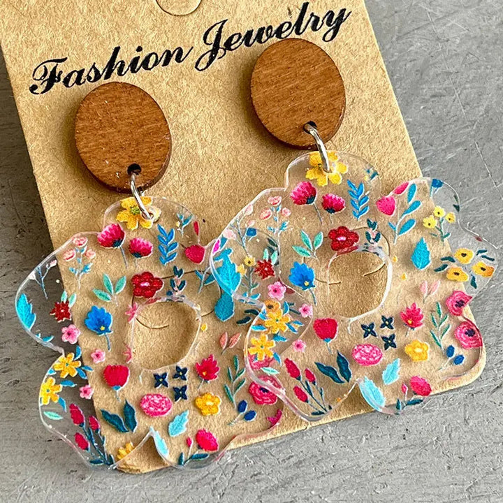 Flower Shape Acrylic Dangle Earrings LOVCIA