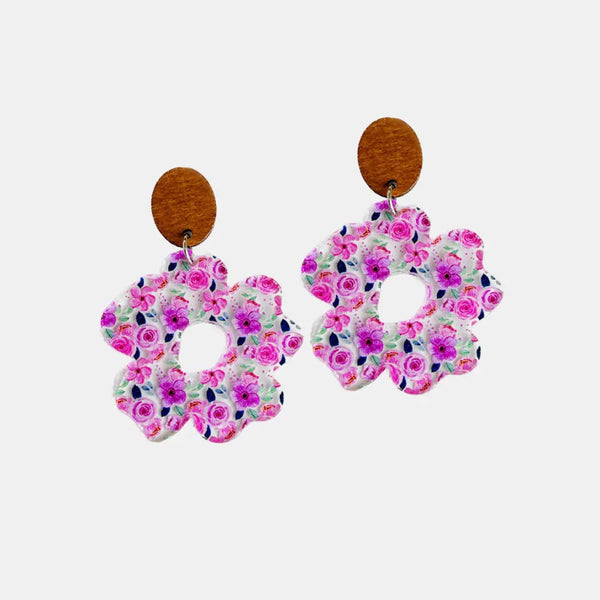 Flower Shape Acrylic Dangle Earrings LOVCIA