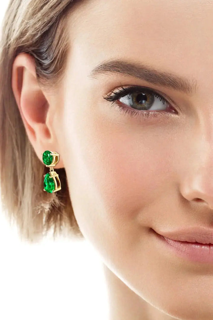 LOVCIA Lab-Grown Emerald Drop Earrings