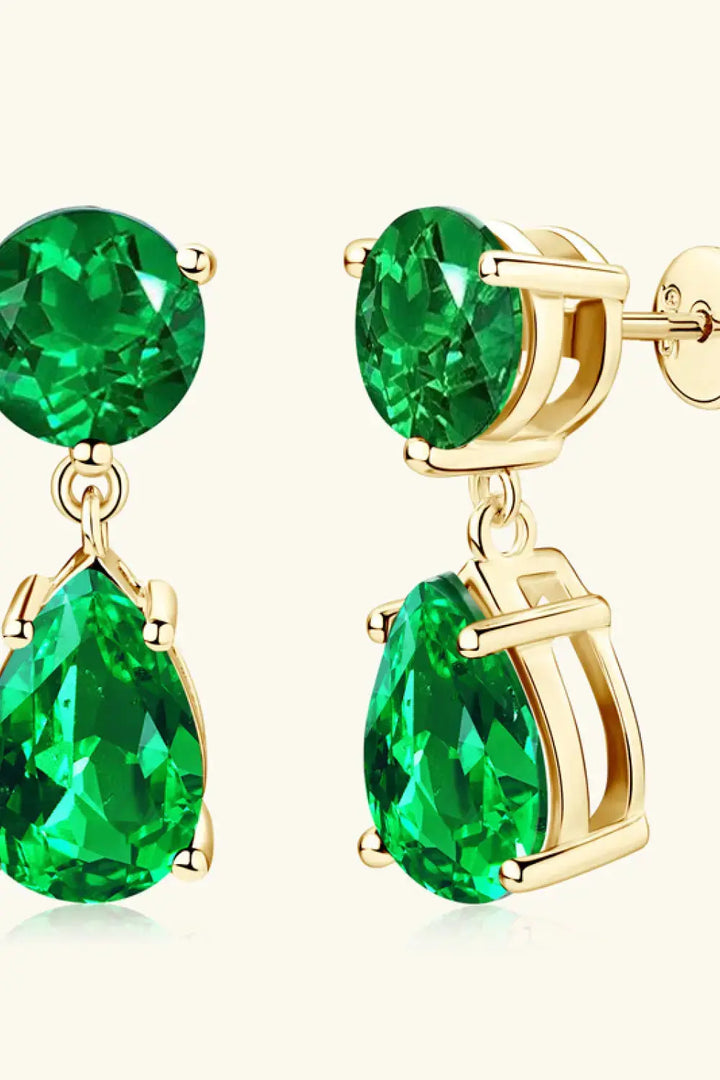 LOVCIA Lab-Grown Emerald Drop Earrings