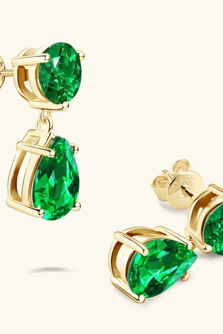 LOVCIA Lab-Grown Emerald Drop Earrings