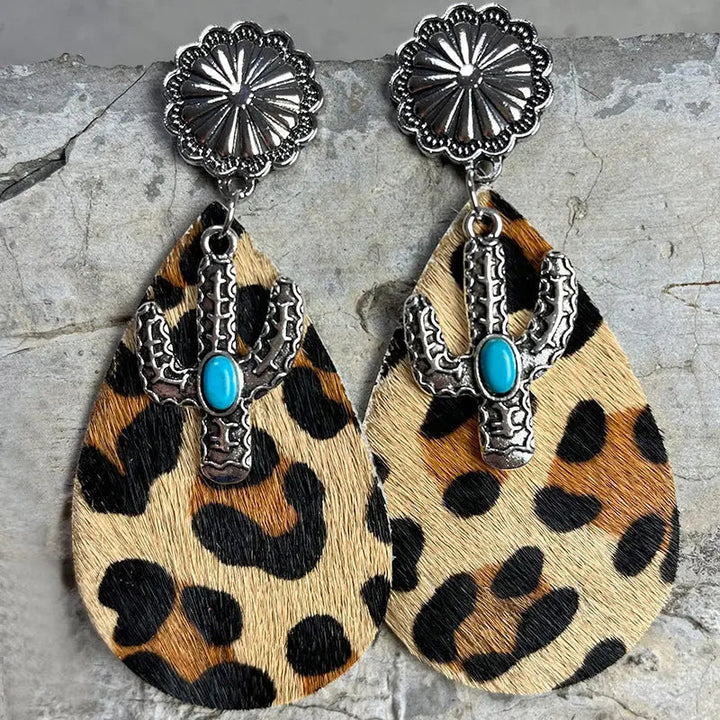 Turquoise Cactus Dangle Earrings LOVCIA