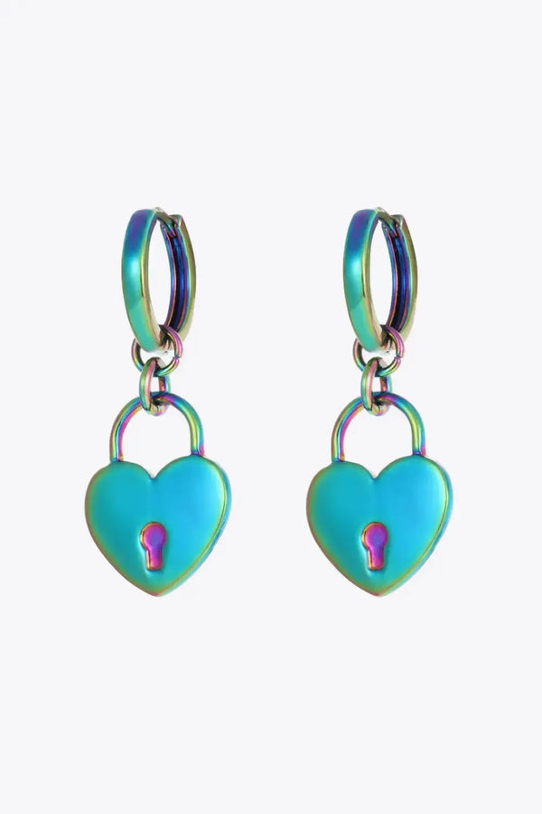 LOVCIA 5-Pair Wholesale Multicolored Heart Drop Earrings