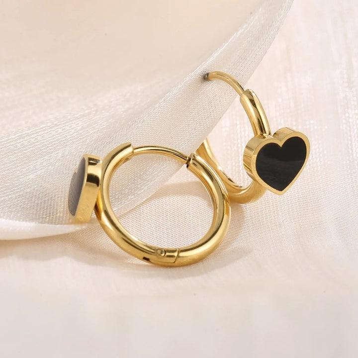 Stainless Steel Heart Huggie Earrings LOVCIA