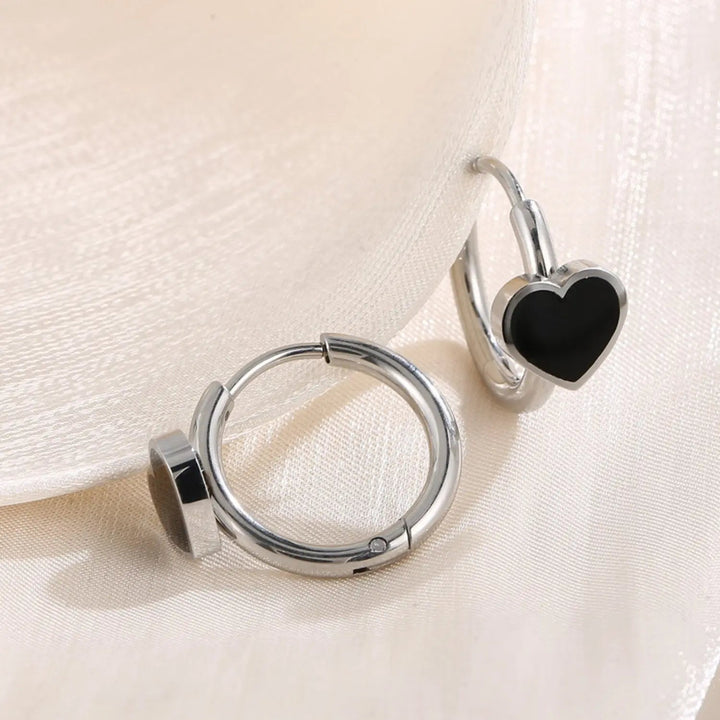 Stainless Steel Heart Huggie Earrings LOVCIA