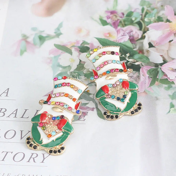 LOVCIA Rhinestone Alloy Santa Earrings