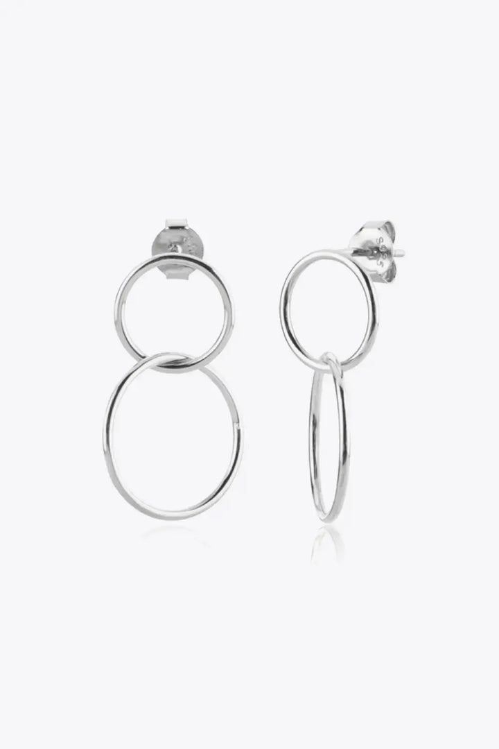 LOVCIA 925 Sterling Silver Double Hoop Drop Earrings