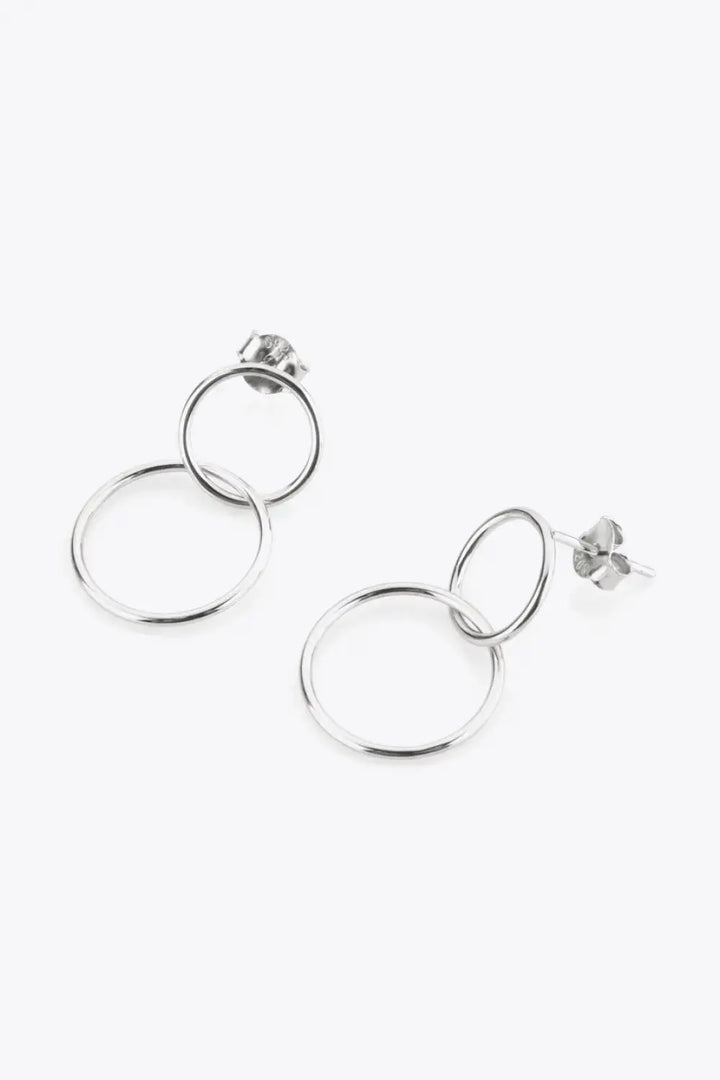 LOVCIA 925 Sterling Silver Double Hoop Drop Earrings