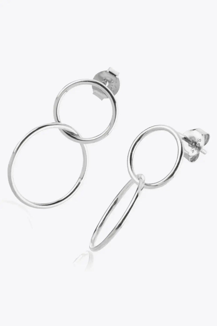 LOVCIA 925 Sterling Silver Double Hoop Drop Earrings