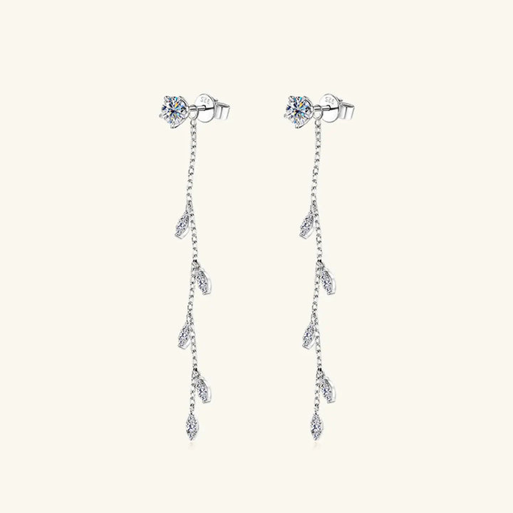 1.38 Carat Moissanite 925 Sterling Silver Leaf Earrings LOVCIA