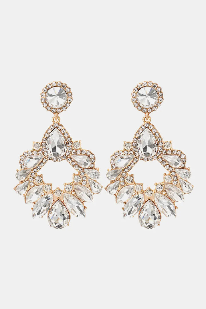 Zinc Alloy Frame Glass Stone Dangle Earrings LOVCIA