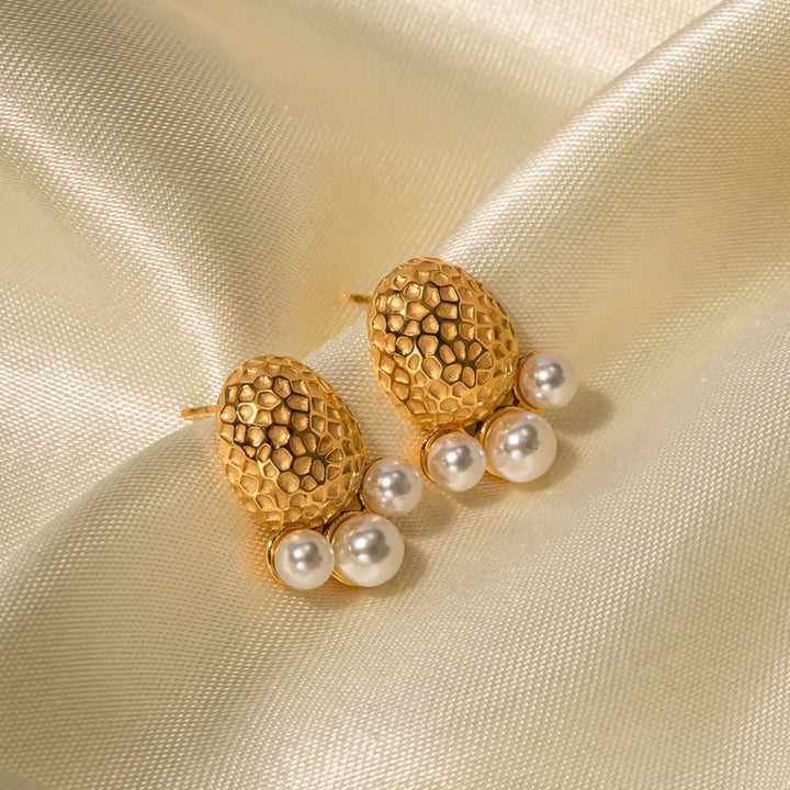 Imitation Pearl Stainless Steel Stud Earrings LOVCIA