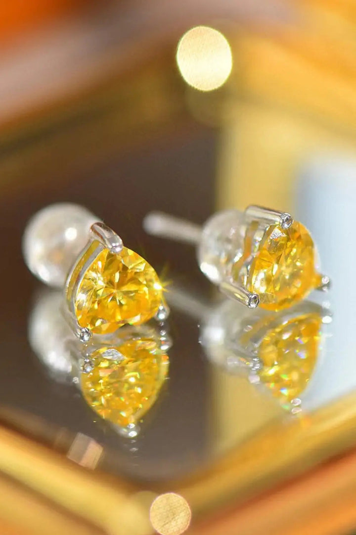 2 Carat Yellow Heart Moissanite Platinum-Plated Earrings LOVCIA