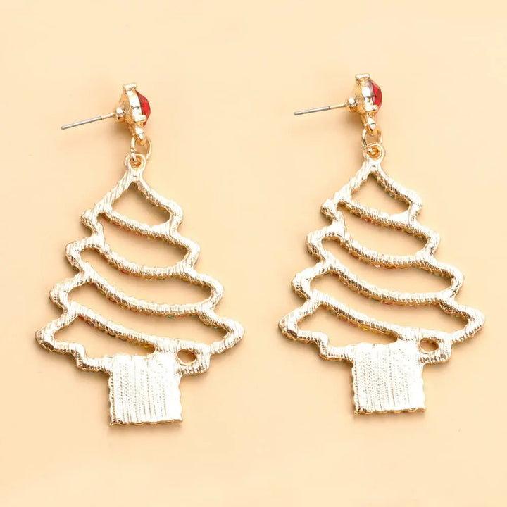 Rhinestone Alloy Christmas Tree Earrings LOVCIA