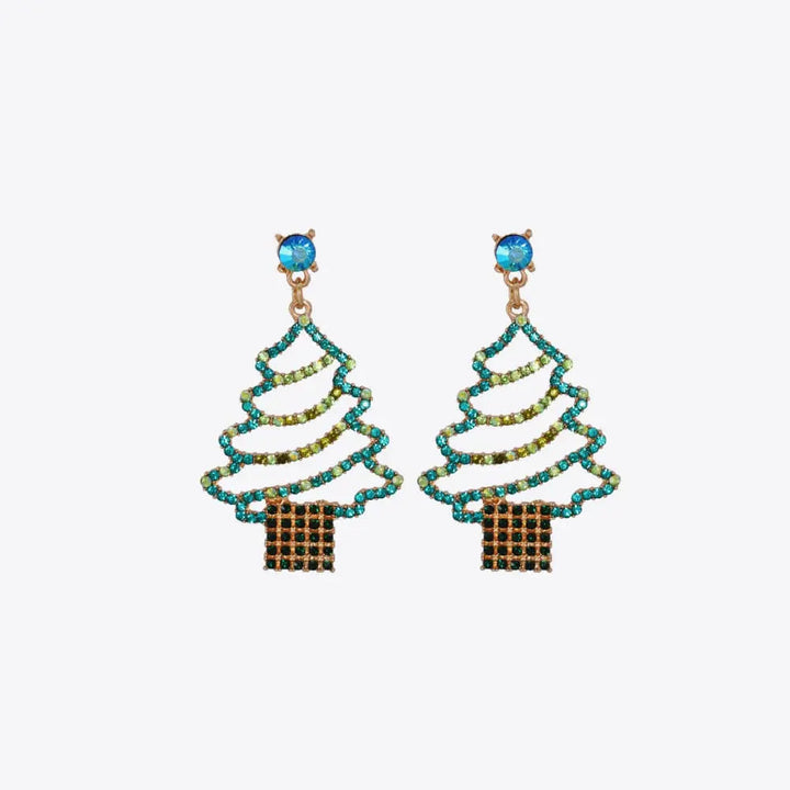 Rhinestone Alloy Christmas Tree Earrings LOVCIA