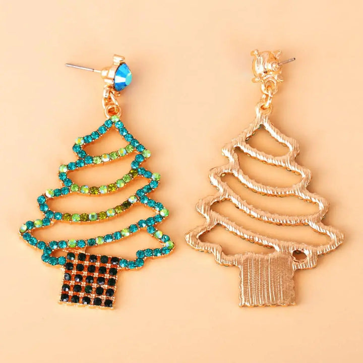 Rhinestone Alloy Christmas Tree Earrings LOVCIA