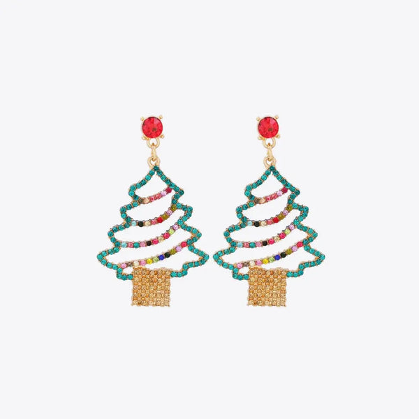 Rhinestone Alloy Christmas Tree Earrings LOVCIA