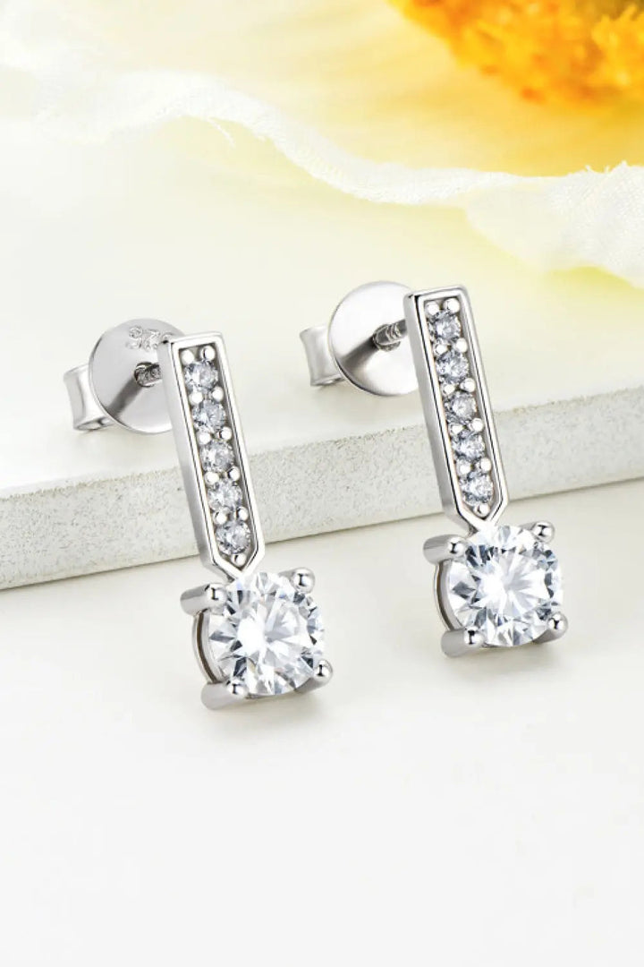 Moissanite and Zircon 925 Sterling Silver Drop Earrings LOVCIA