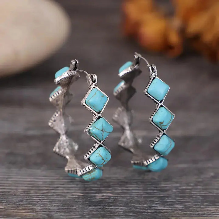 LOVCIA Turquoise Hoop Earrings