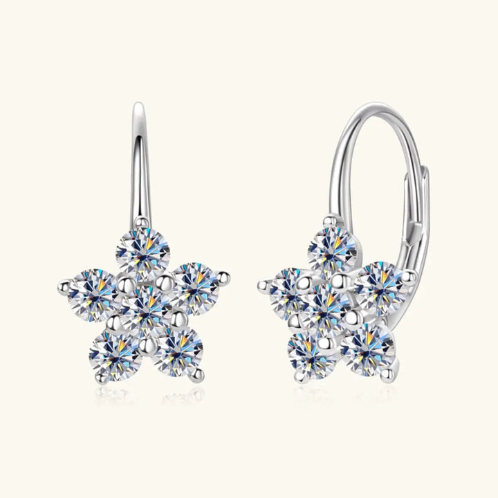 1.2 Carat 925 Sterling Silver Moissanite Flower Huggie Earrings LOVCIA