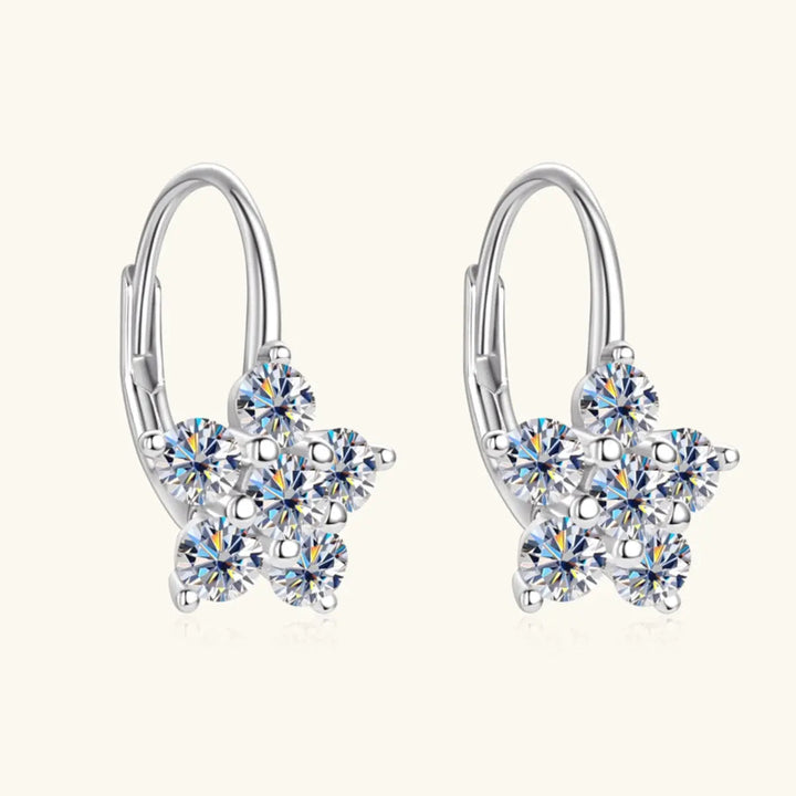 1.2 Carat 925 Sterling Silver Moissanite Flower Huggie Earrings LOVCIA