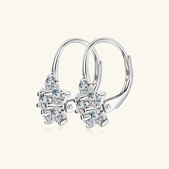 1.2 Carat 925 Sterling Silver Moissanite Flower Huggie Earrings LOVCIA