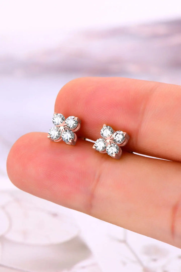 Moissanite 925 Sterling Silver Four-Leaf Clover Shape Earrings LOVCIA