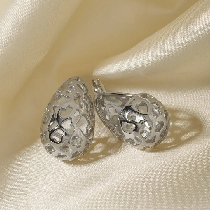 Stainless Steel Teardrop Hollowed Earrings LOVCIA