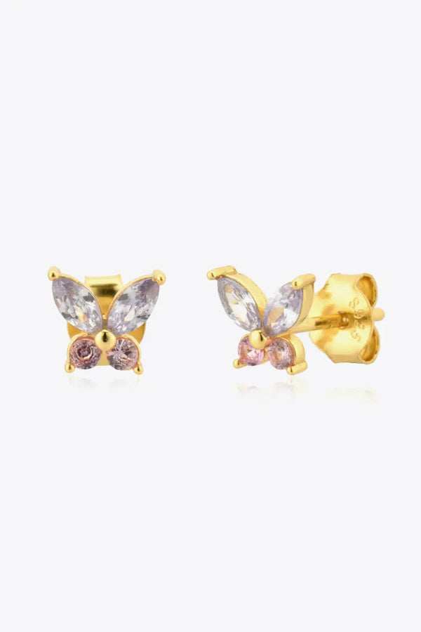 Inlaid Zircon Butterfly-Shaped Stud Earrings LOVCIA