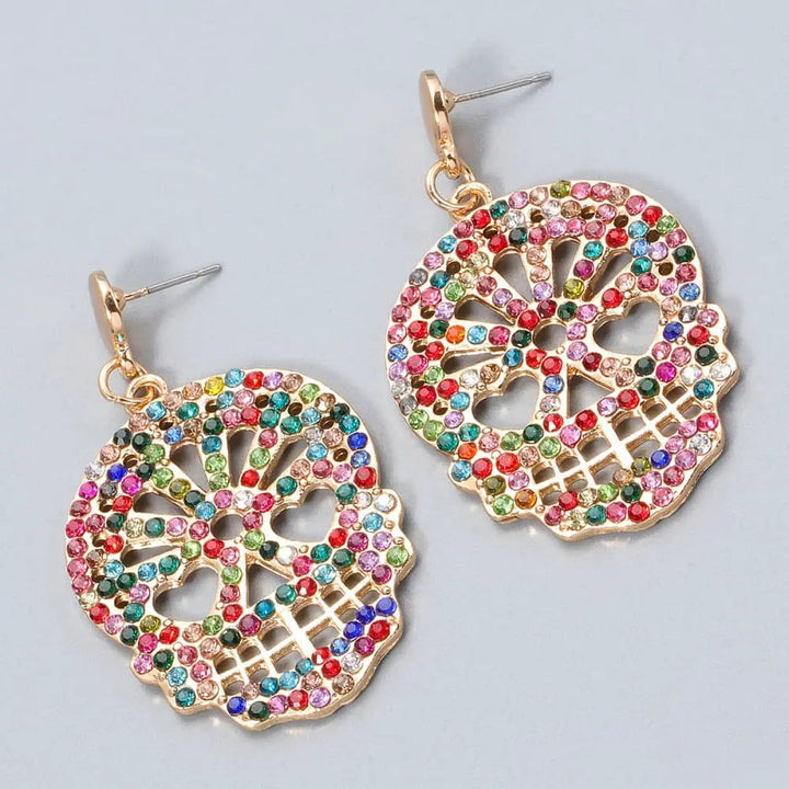 Skull Rhinestone Alloy Earrings LOVCIA