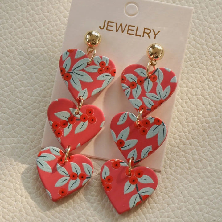 LOVCIA Acrylic Heart Stainless Steel Dangle Earrings