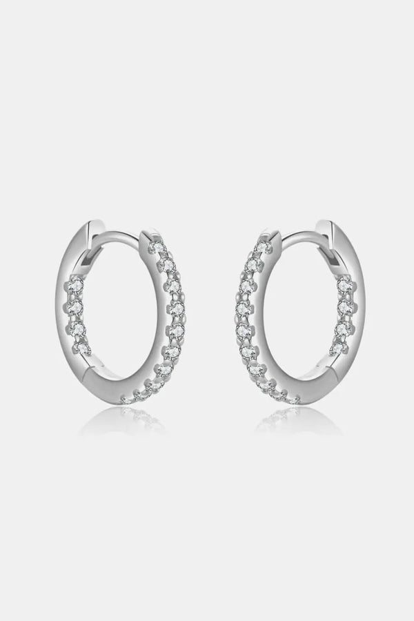 Inlaid Zircon 925 Sterling Silver Huggie Earrings LOVCIA