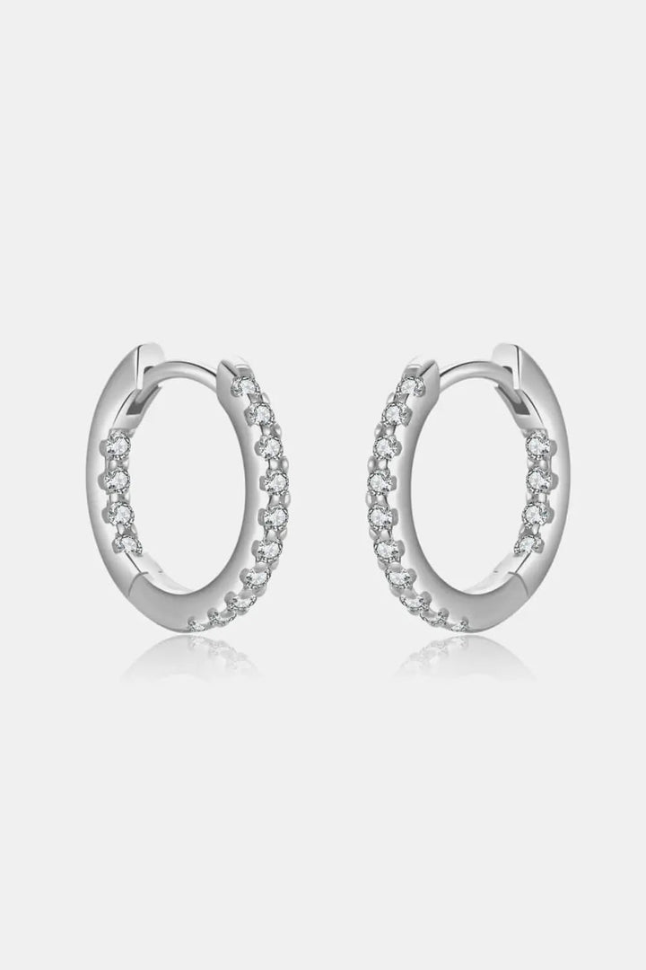 Inlaid Zircon 925 Sterling Silver Huggie Earrings LOVCIA