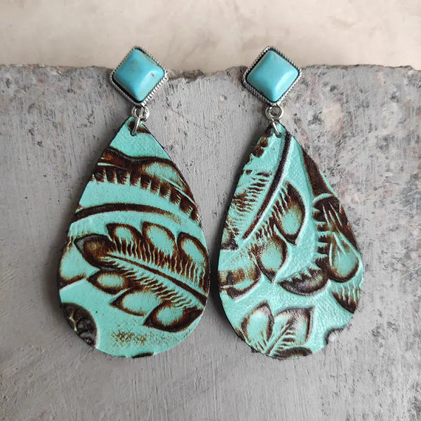 Artificial Turquoise Teardrop Earrings LOVCIA