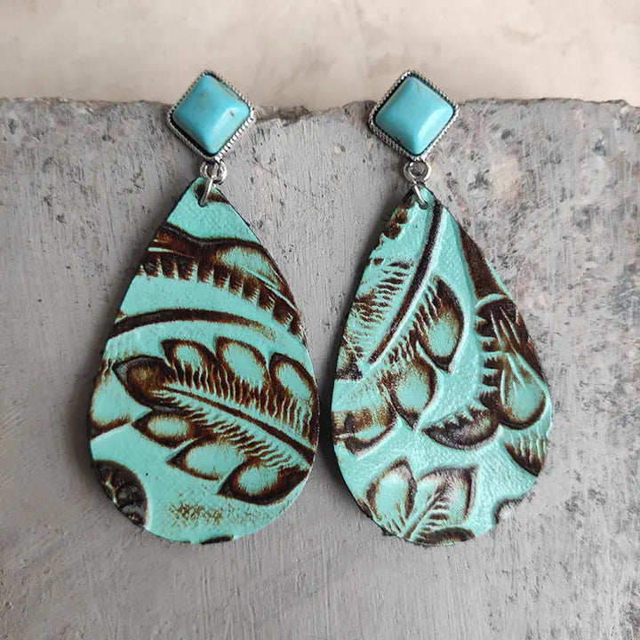 Artificial Turquoise Teardrop Earrings LOVCIA