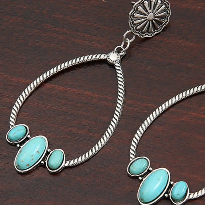 LOVCIA Artificial Turquoise Teardrop Earrings