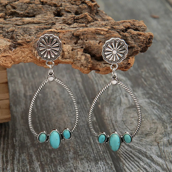 Artificial Turquoise Teardrop Earrings LOVCIA