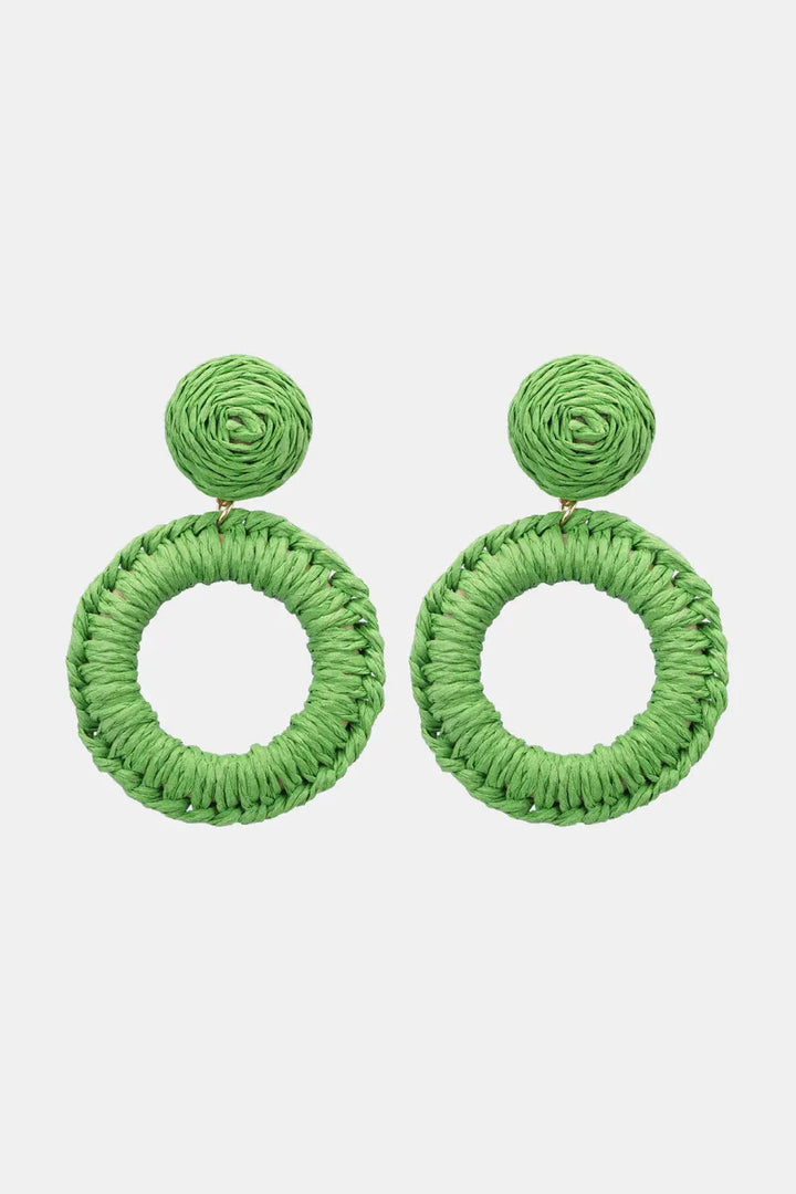 Round Shape Raffia Grass Dangle Earrings LOVCIA