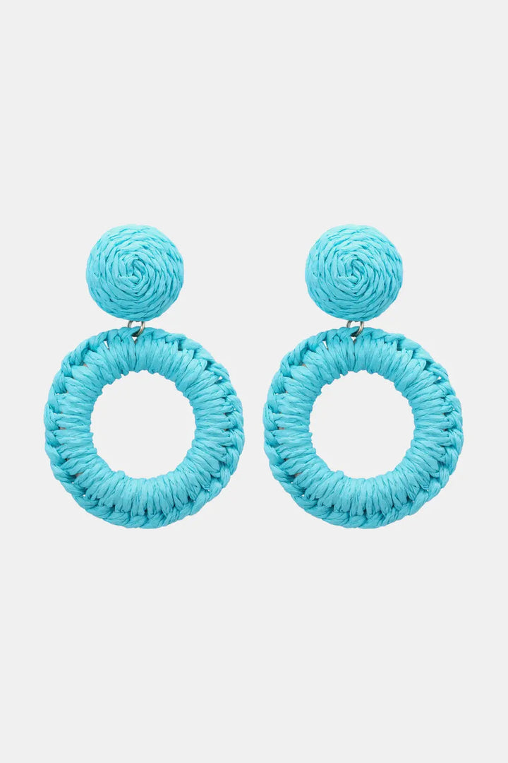 Round Shape Raffia Grass Dangle Earrings LOVCIA