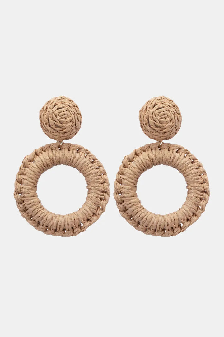 Round Shape Raffia Grass Dangle Earrings LOVCIA