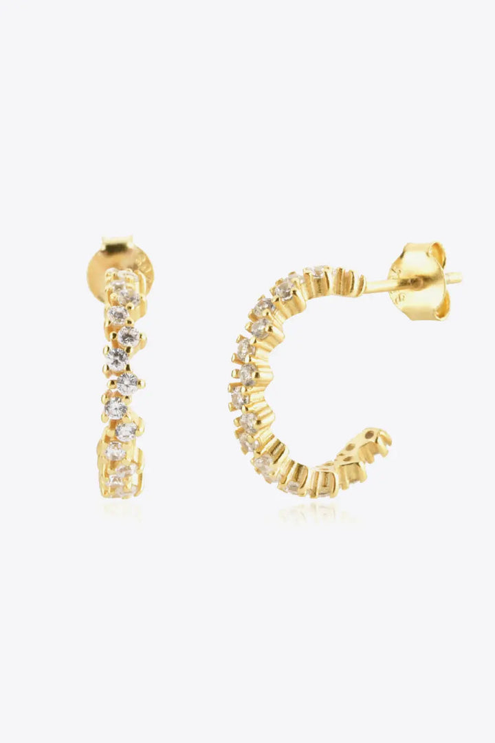 Inlaid Zircon C-Hoop Earrings LOVCIA