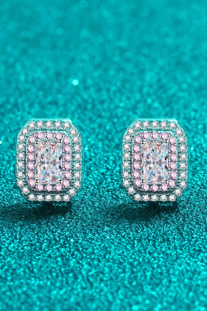 1 Carat Moissanite and Zircon Contrast Geometric Stud Earrings LOVCIA