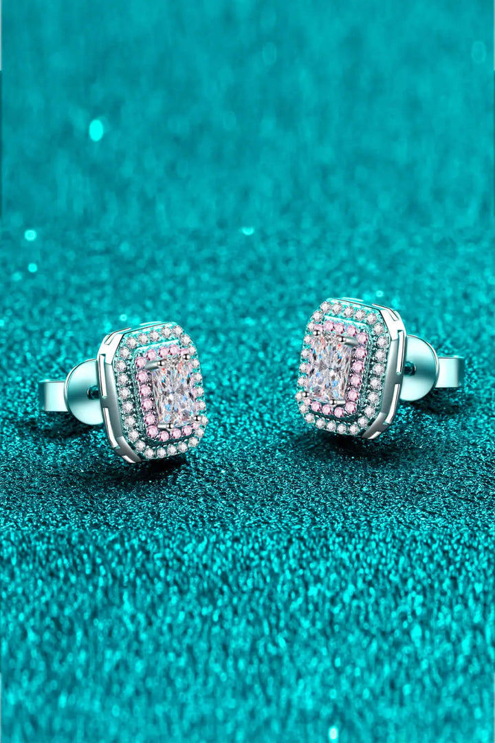 1 Carat Moissanite and Zircon Contrast Geometric Stud Earrings LOVCIA