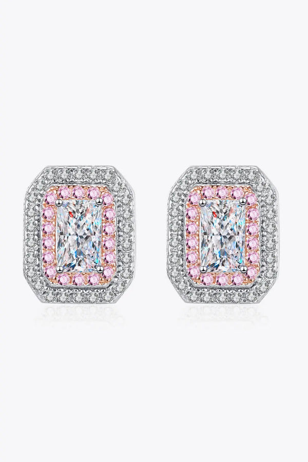 LOVCIA 1 Carat Moissanite and Zircon Contrast Geometric Stud Earrings